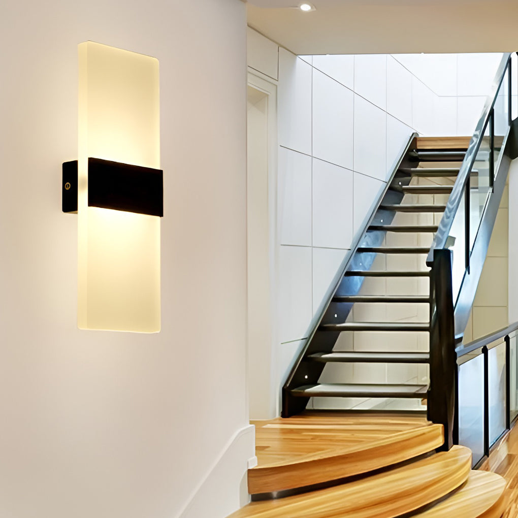 Modern Rectangular Wall Sconce — Acrylic & Aluminum, 6W LED, 3000K / 6000K, Gold / Silver / Black