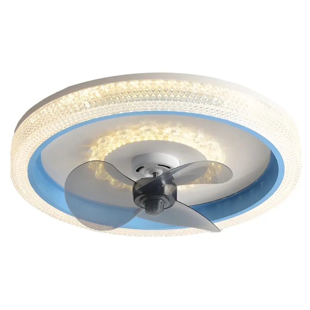 Modern Ceiling Fan Light with Round Design, 360° Rotatable Feature, and Stepless Dimming LED Luxe