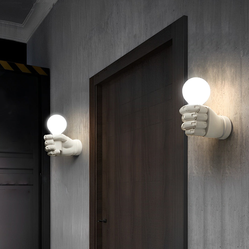 Fist-Shaped Retro Industrial Wall Sconce — Resin, E27, 6" x 4", Warm White 3000K