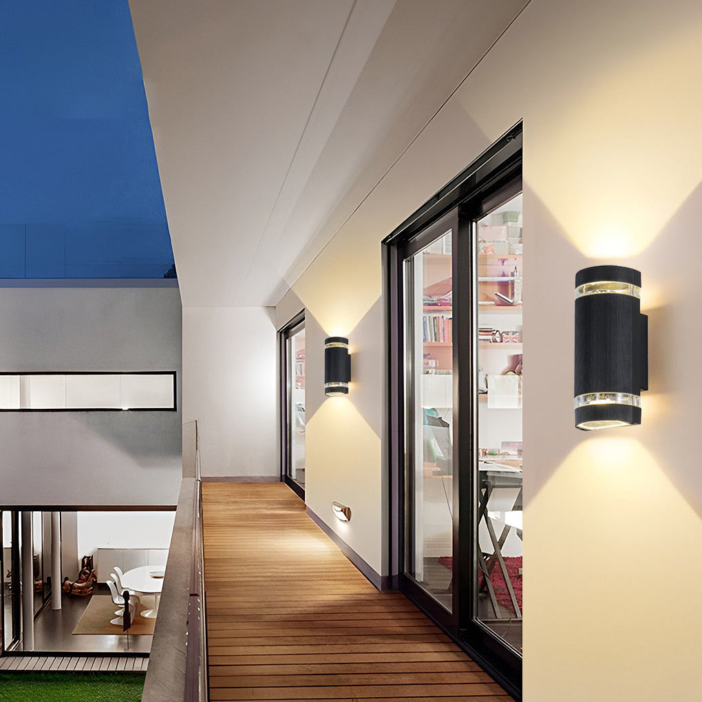 Industrial Up/Down Outdoor Wall Sconce — Black Aluminum, LED 10W, IP65 Weatherproof