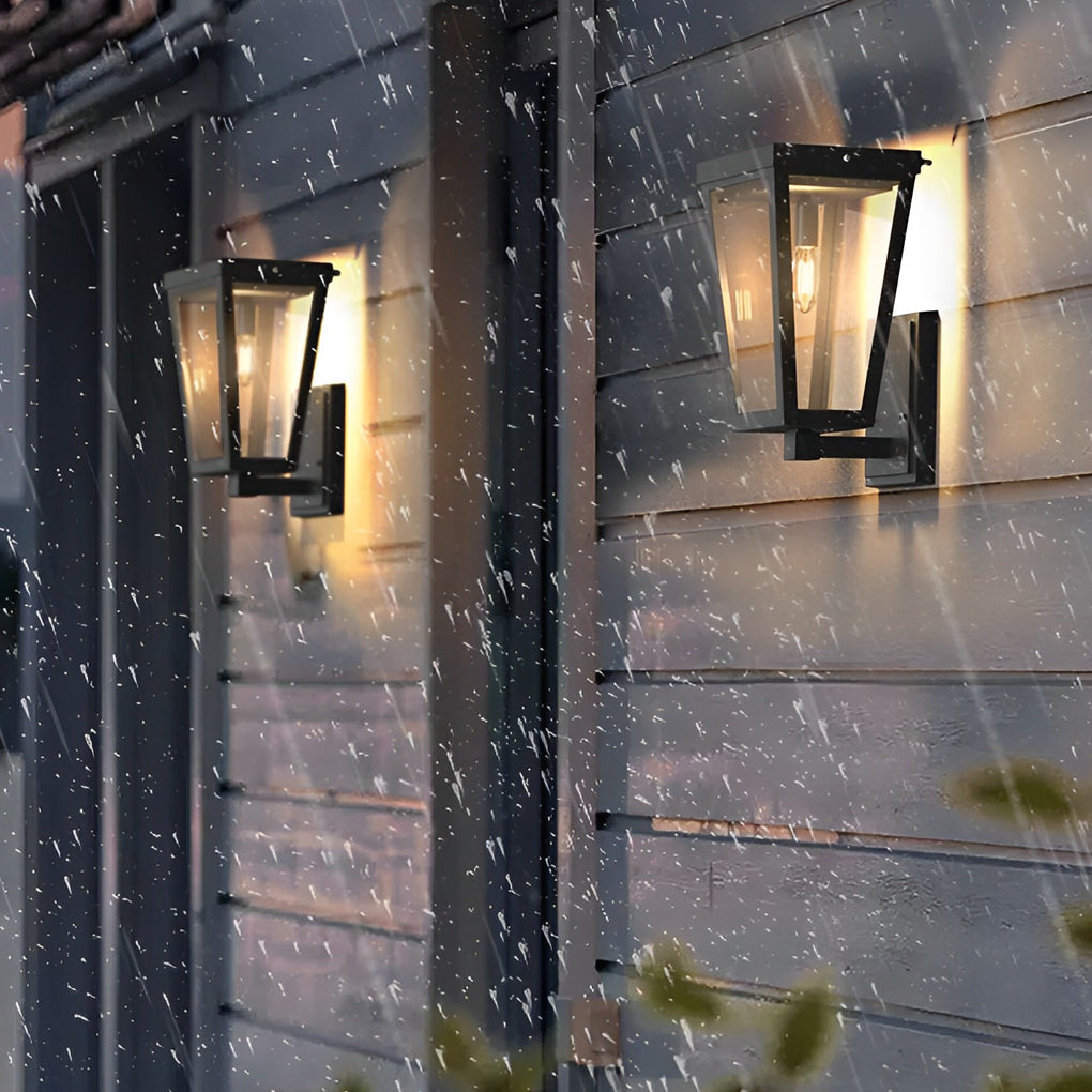 Rectangular Solar / Plug-in Outdoor Wall Sconce — Black Die-Cast Aluminum, LED 3000K, IP43