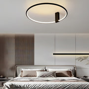 Modern Minimalist LED Semi-Flush Mount — Black Aluminum, Adjustable, 3-Step Dimming, 12"–20"
