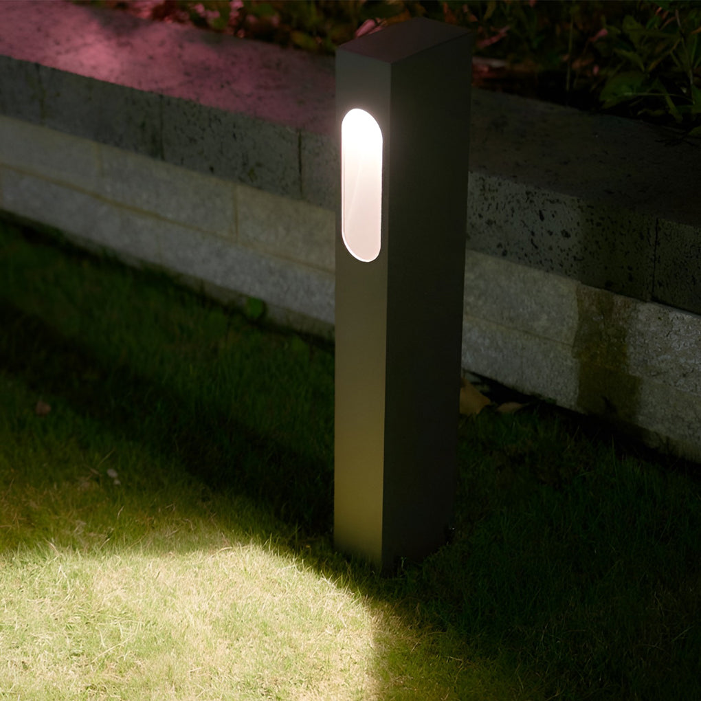 Contemporary Rectangular Bollard Path Light — Black Aluminum, 7W COB LED, 3000K, IP65, 24" Height