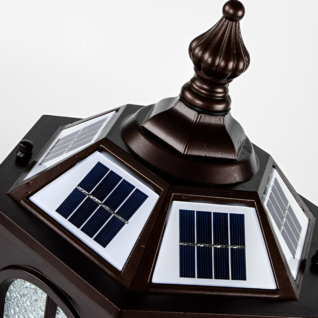 Solar Fence Post Cap Light — Die-Cast Aluminum & Glass, LED, Three-Step Dimming (3000K/4000K/6000K), IP65, Remote Control