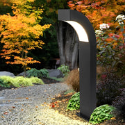 Minimalist Curved Bollard Path Light — Black Die-Cast Aluminum, 24", LED 3000K, IP65 Weatherproof