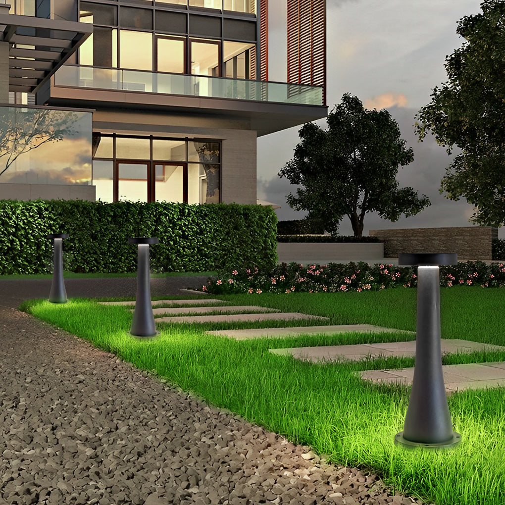 Mushroom Outdoor Pathway Bollard Light — Black Aluminum, LED, IP65 Weatherproof, 7.5" × 20.5"