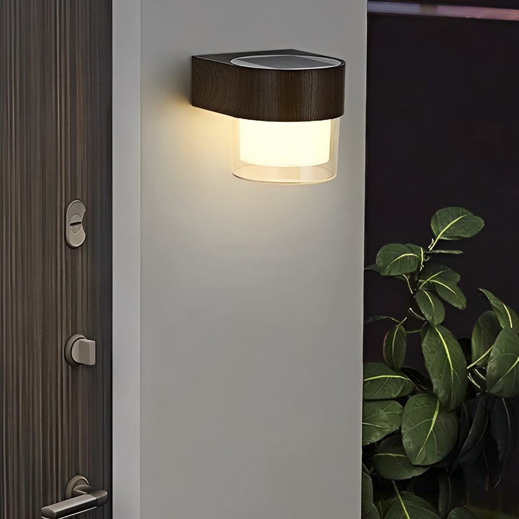 Minimalist Solar Outdoor Wall Sconce — Black Iron, LED Weatherproof, Square or Round