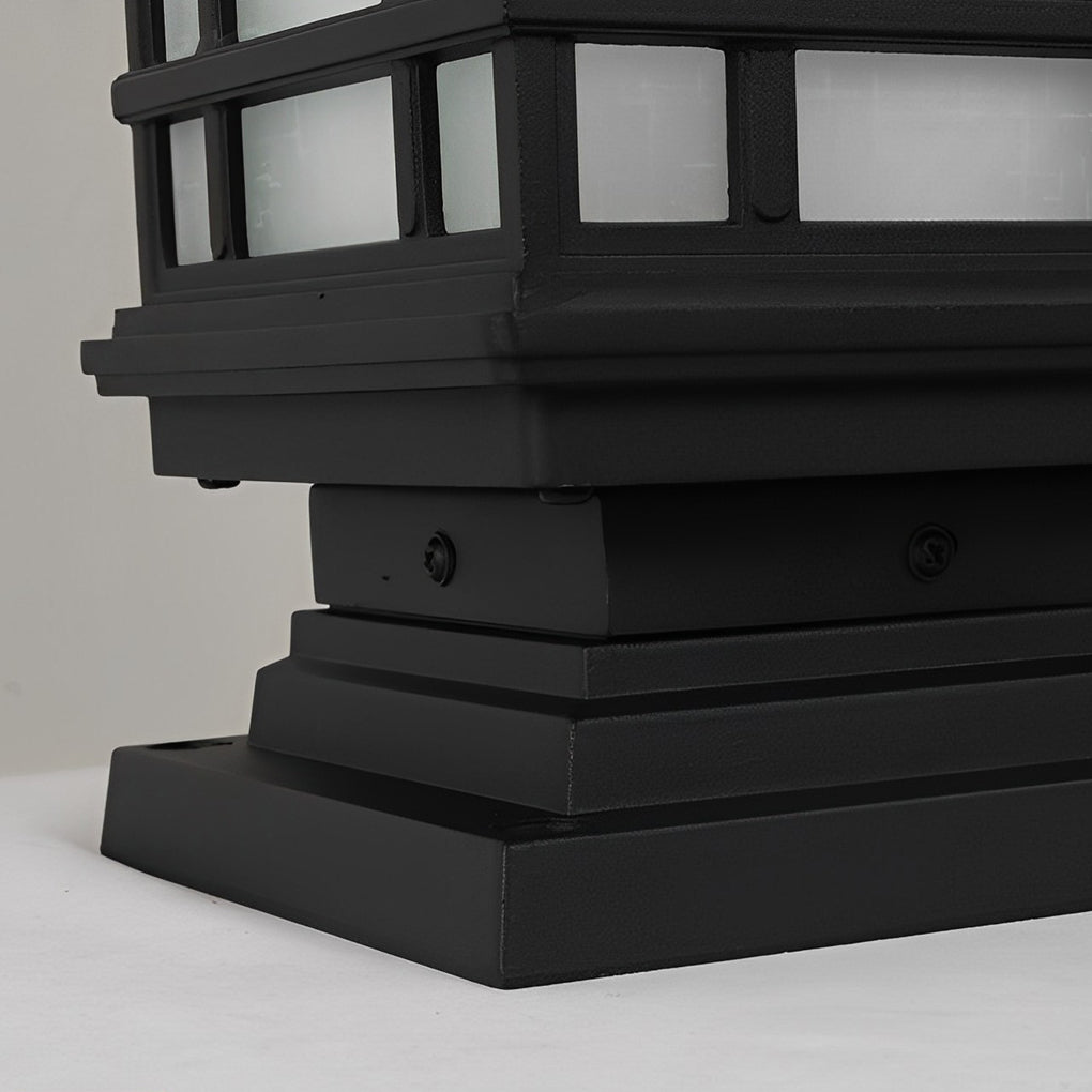Modern Black Solar Fence Post Light — Die-Cast Aluminum, 3-Step Color Dimming, IP Weatherproof