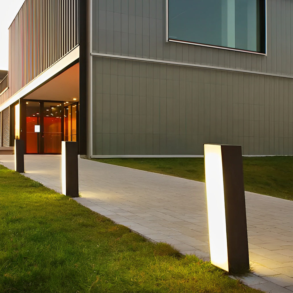 Inclined Cuboid Outdoor Bollard Light — Stainless Steel & Acrylic, LED, IP54, 3000K Warm White