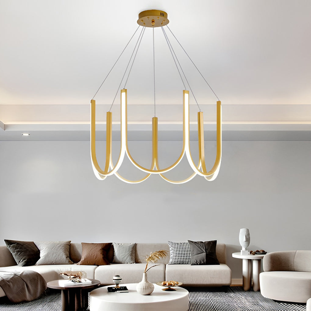 Minimalist Modern Chandelier — Aluminum, 98W LED, 3-Step Dimming (3000K/4500K/6000K), 24" Diameter