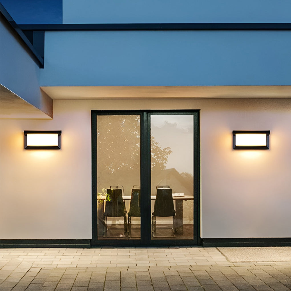 Modern Black Rectangle Solar Outdoor Wall Sconce — Die-Cast Aluminum & Acrylic, 18W/30W LED, Light-Control Induction, Weatherproof