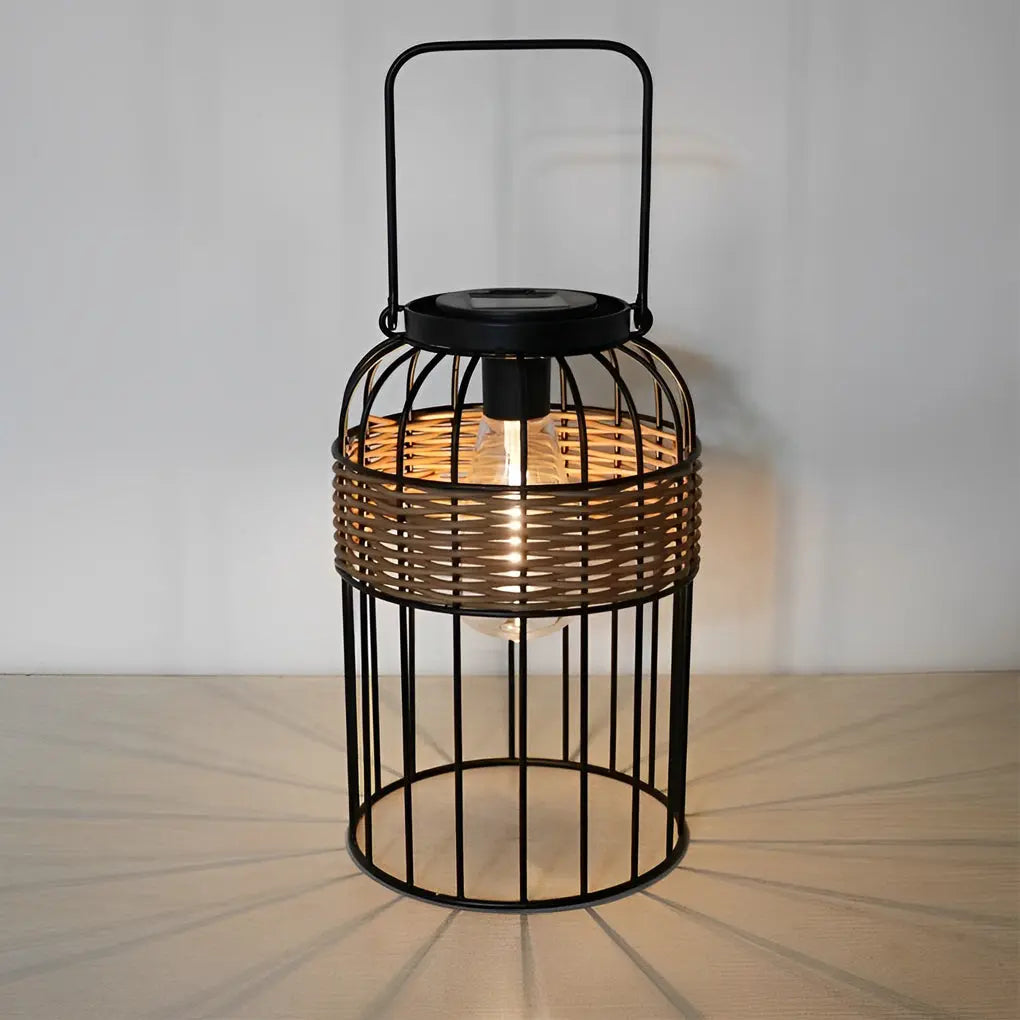 Intelligent Solar Night Light: Portable Waterproof Lantern-Shaped Rattan Design Luxe