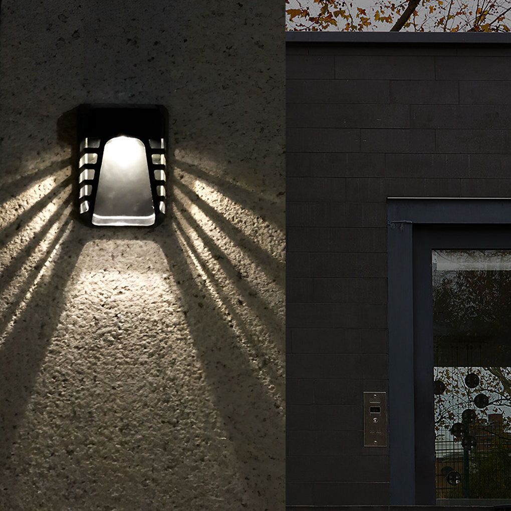 Modern Black Solar Outdoor Wall Sconce — ABS, LED, IP65 Weatherproof, Auto On/Off