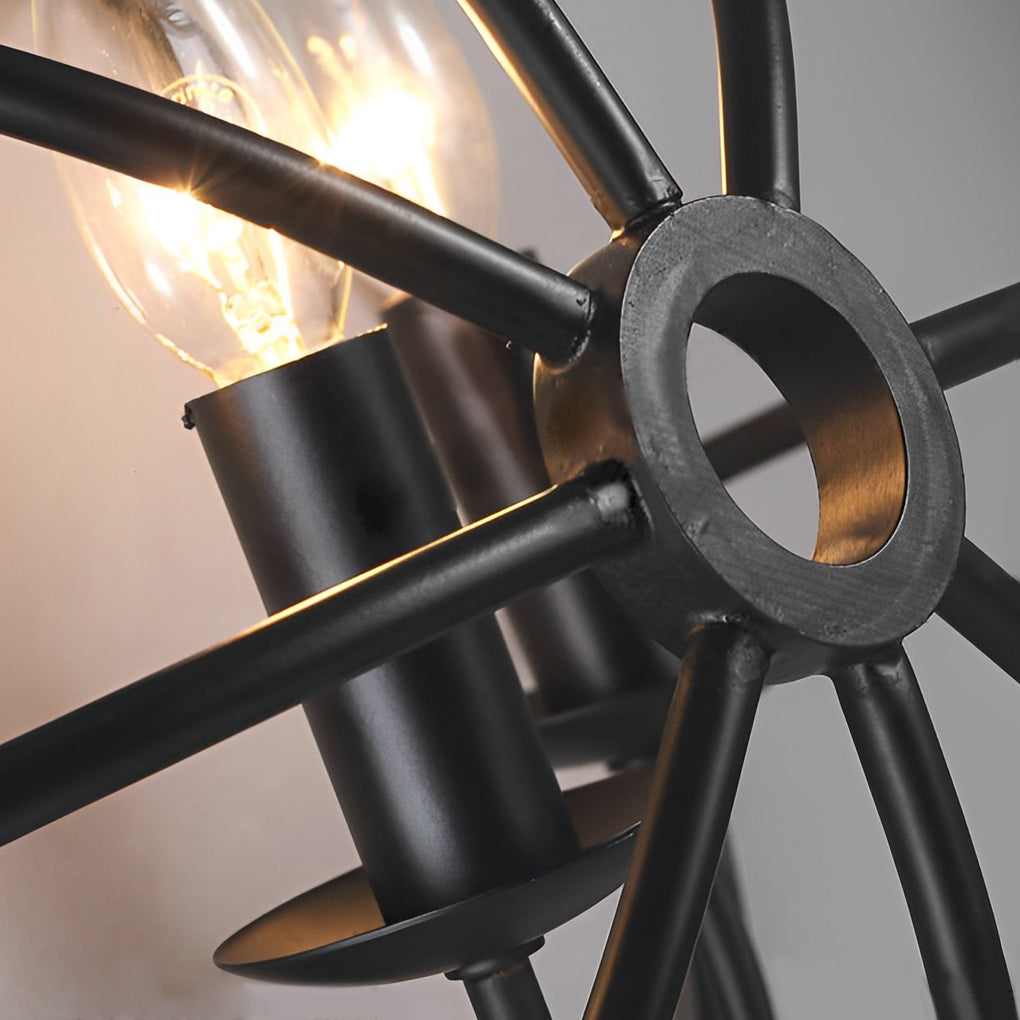 Hemispherical Retro Industrial Wall Sconce — Black Iron, E14 3-Light, 15.7" Hardwired