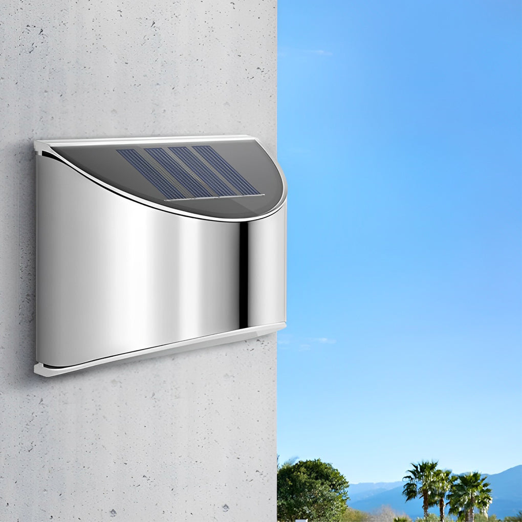 Minimalist Solar Outdoor Wall Sconce — Stainless Steel, IP44 Waterproof, 3000K / 6000K