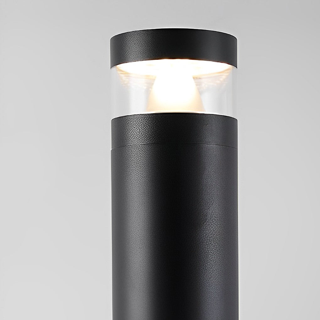 Modern Cylindrical Bollard Path Light — Black Aluminum, LED 7W, E27, IP65, 4" × 24"