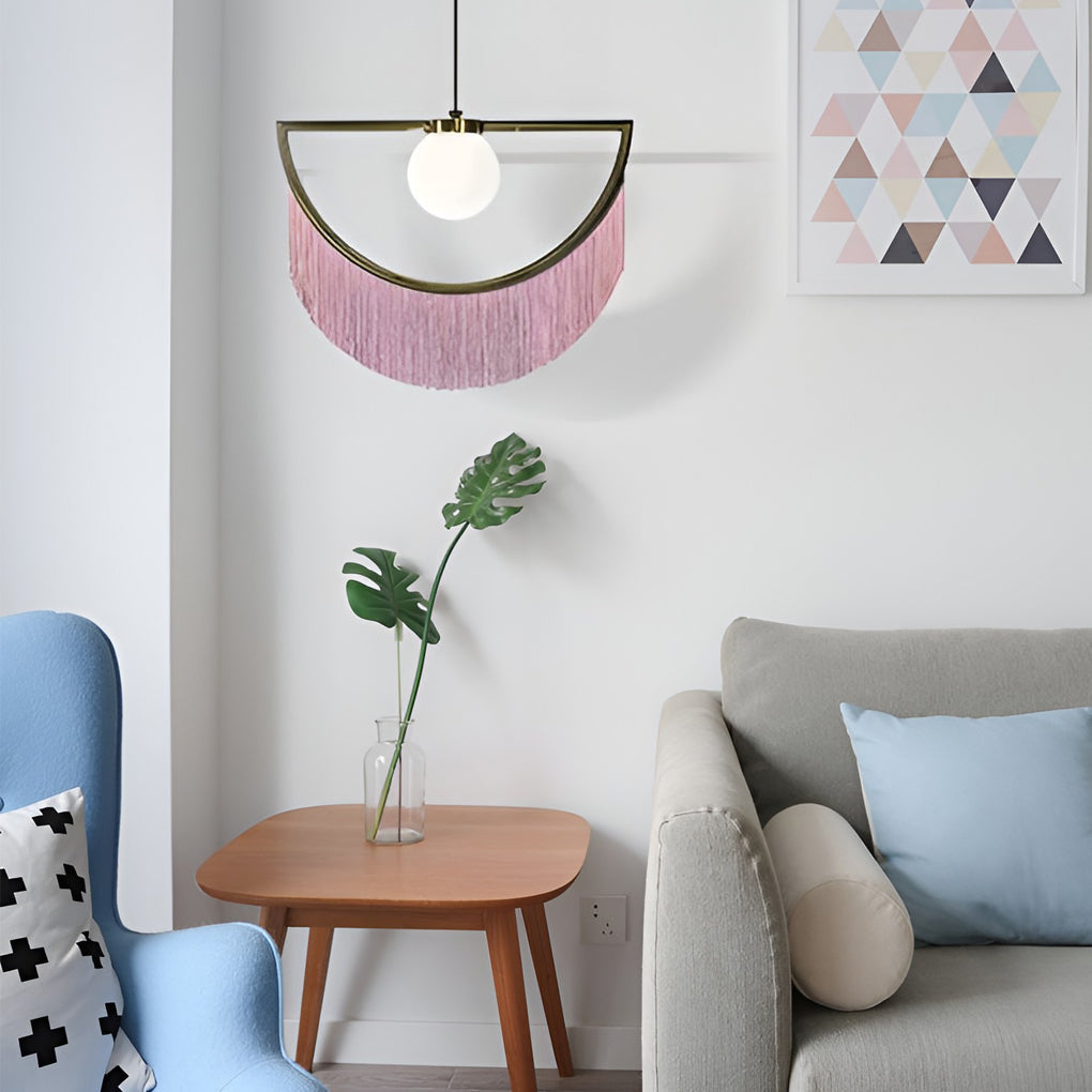 Pink Tassel Pendant Light — Acrylic & Hardware, E27, 15" Wide, 3000K / 6000K