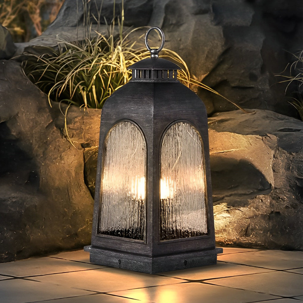 Portable Outdoor Floor Lantern — Stainless Steel, Frosted PC, LED 3000K, Retro Mid-Century Modern