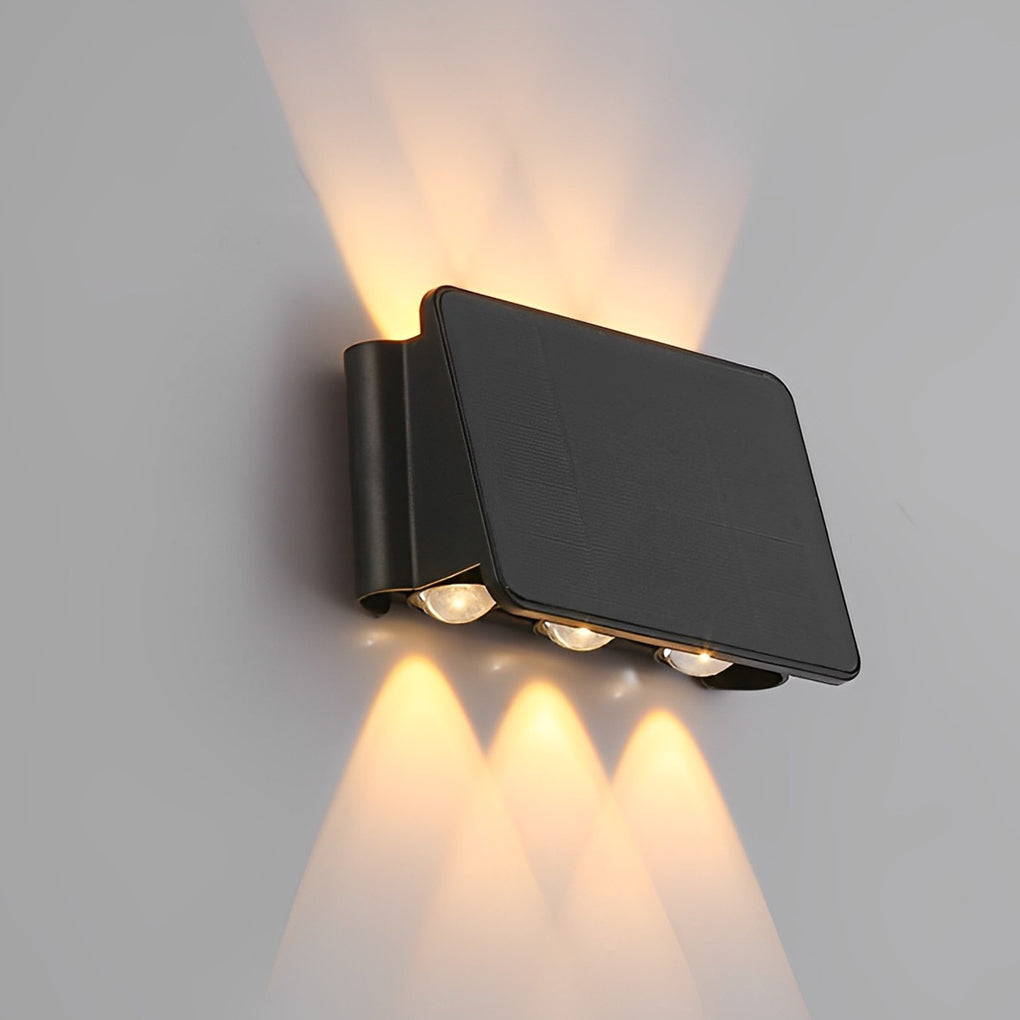 Solar Up/Down Outdoor Wall Washer Light — Black ABS, LED, IP65 Weatherproof, 4W–6W, 3000K