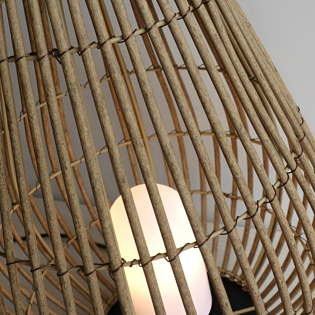Modern Retro Portable Outdoor Lantern — Hand-Woven Rattan and Iron, E27, 13.8" × 20.9", Waterproof