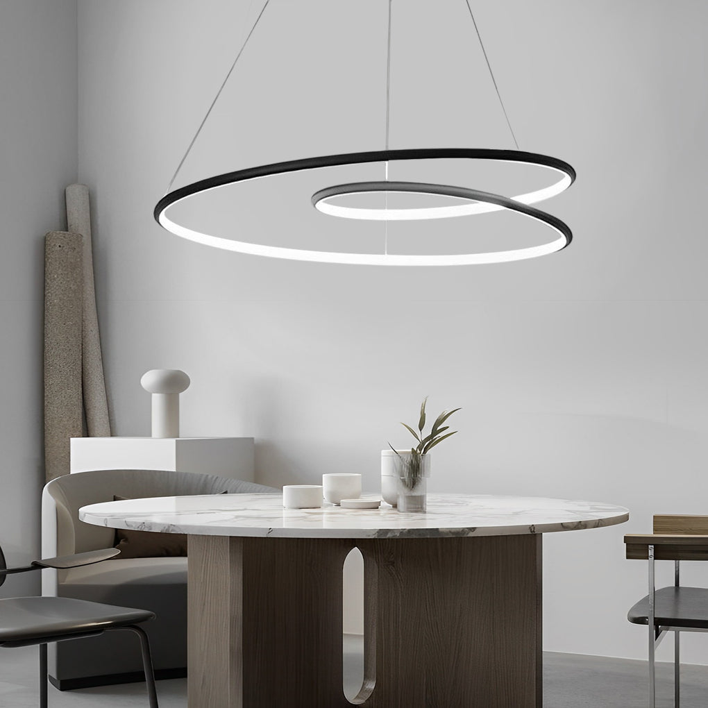 Circular Loop Modern Chandelier — Aluminum, LED, Stepless Dimming with Remote, 19.7" or 23.6"