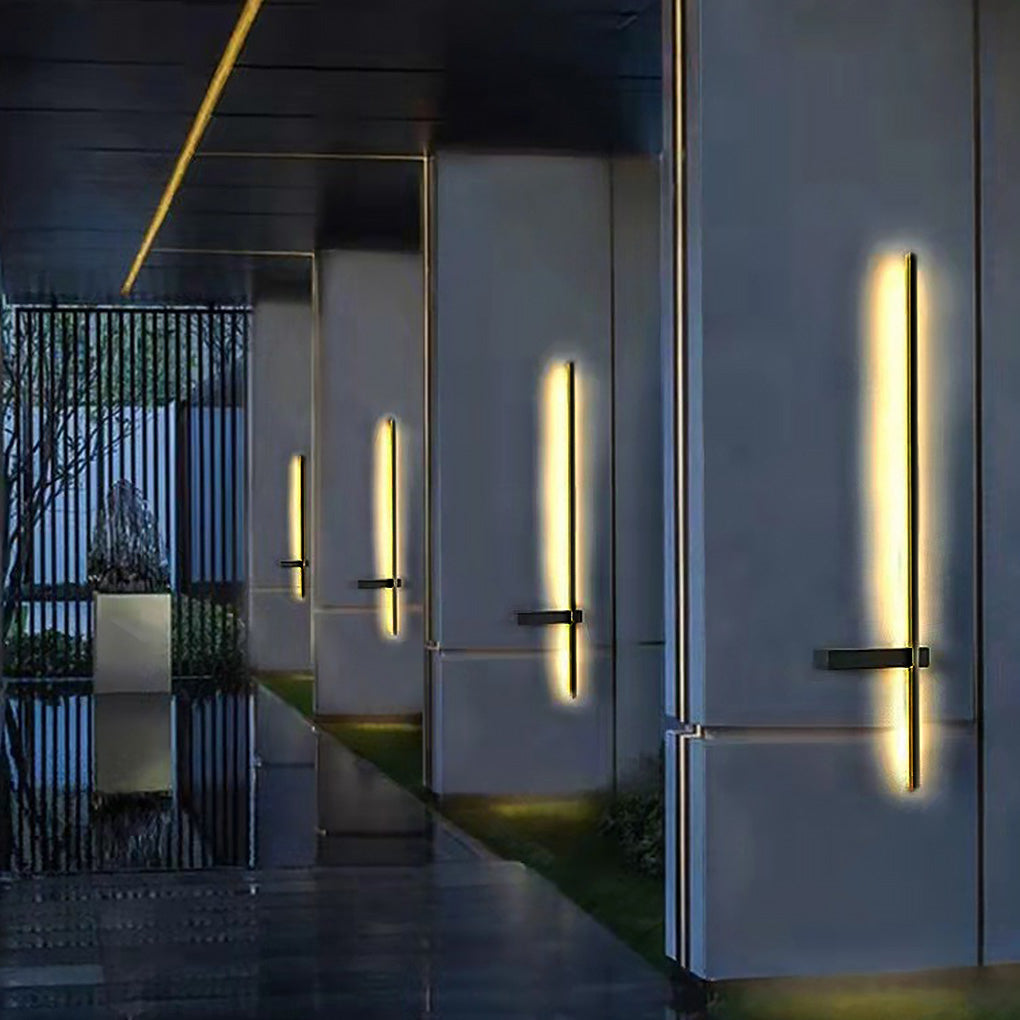Modern Linear Outdoor Wall Sconce — Black Aluminum, LED, IP54, 6W–15W, 3000K