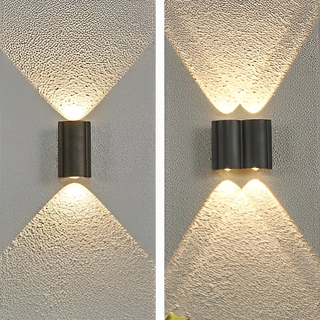 Modern Up/Down Wave Outdoor Wall Washer — Aluminum, LED, 2W–8W, 2- to 8-Light, IP Weatherproof