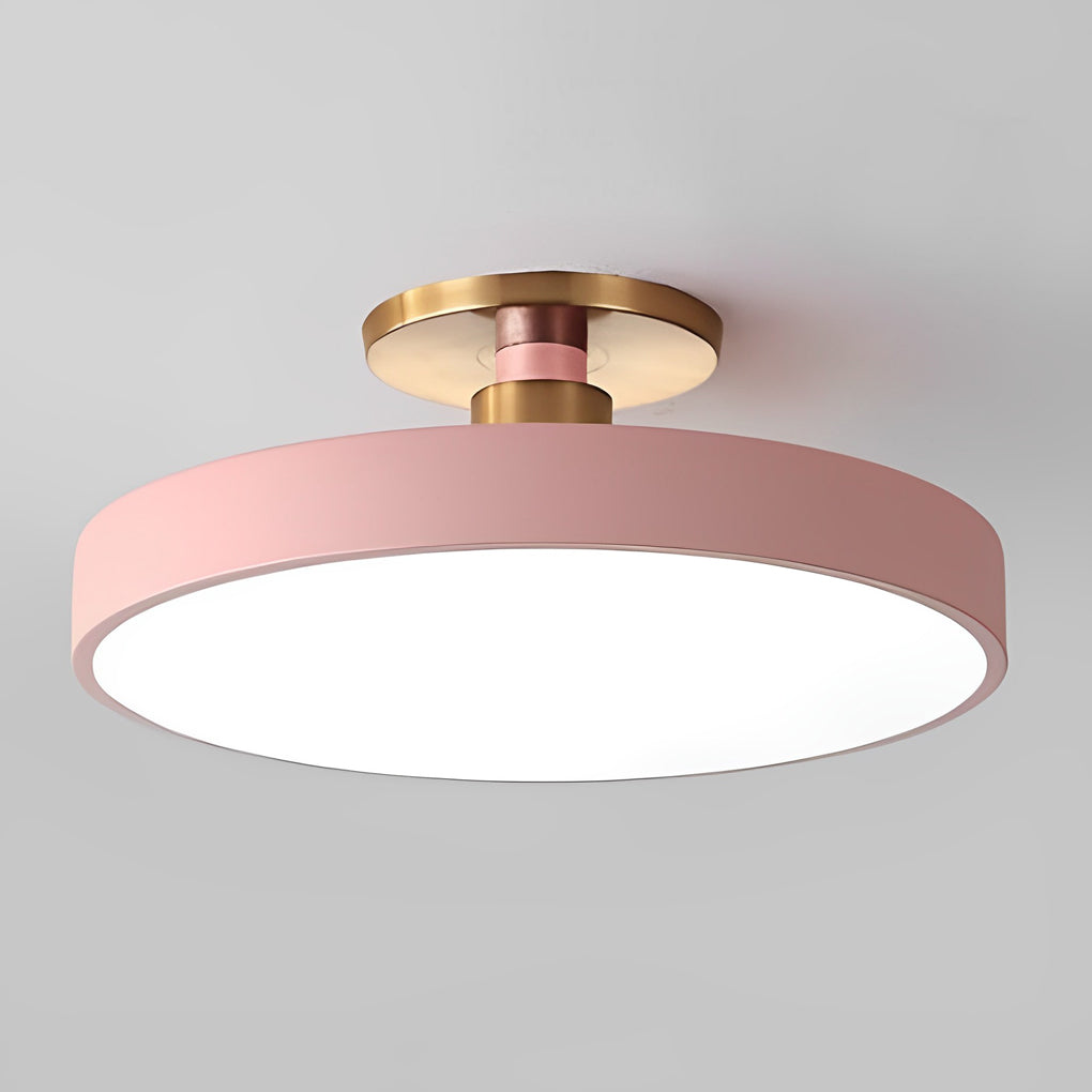 Circular LED Semi-Flush Mount Ceiling Light — Acrylic & Metal, 28W, 3000K/4000K/5000K, 16" Diameter