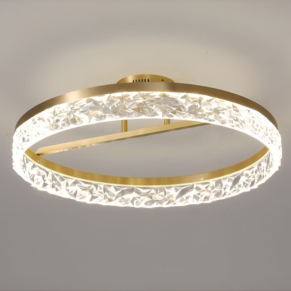 Minimalist Round LED Semi-Flush Mount — Copper, Gold Finish, 60W, 3000K/4500K/6000K, 20" Diameter