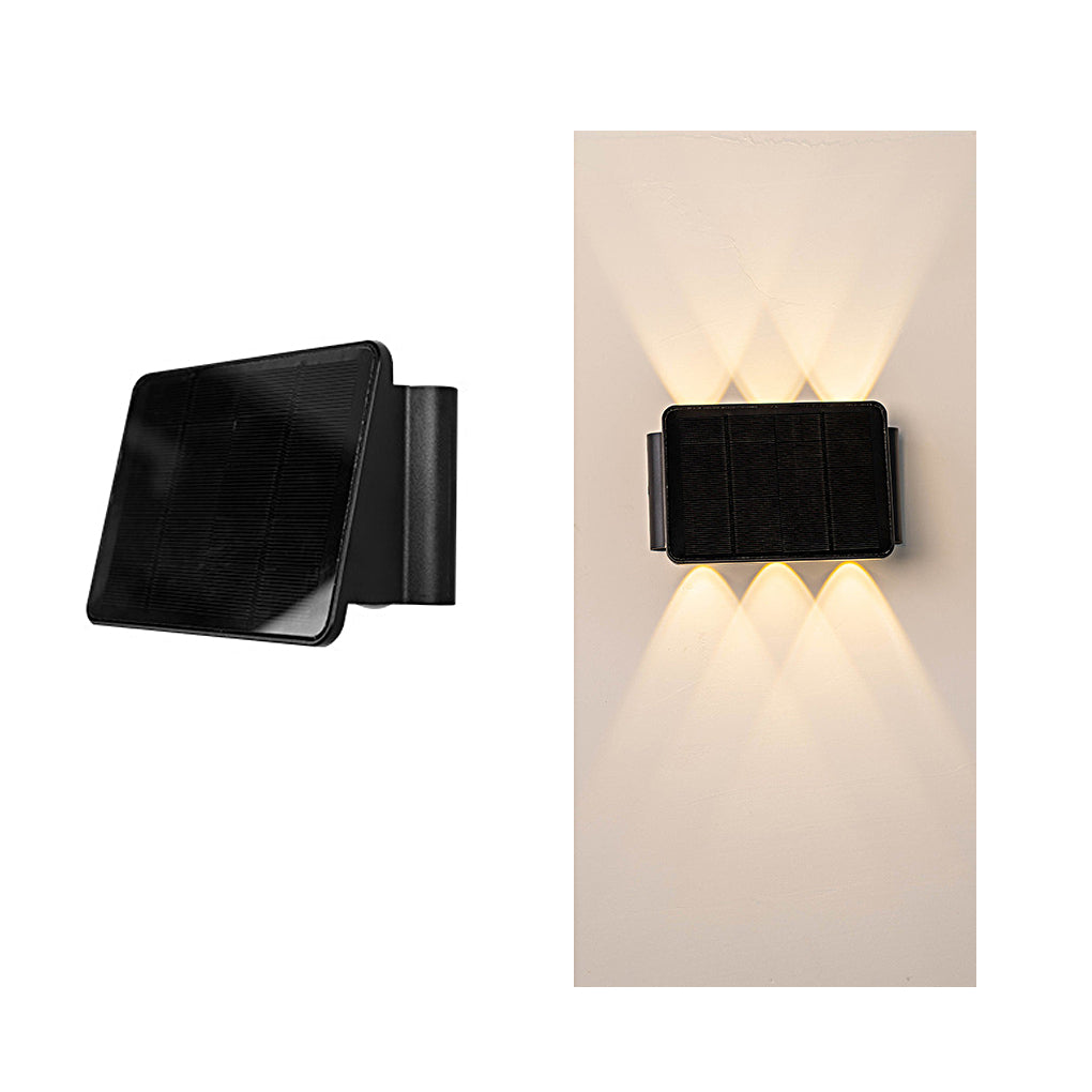 Modern Black Solar Up/Down Outdoor Wall Sconce — PVC & Acrylic, LED 3000K, IP54, 5W Panel