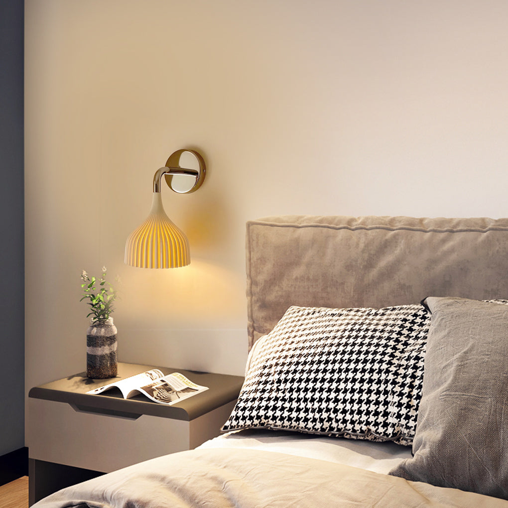 Pleated Iron Wall Sconce — White, Transparent, or Yellow, E14 5W, Modern Retro