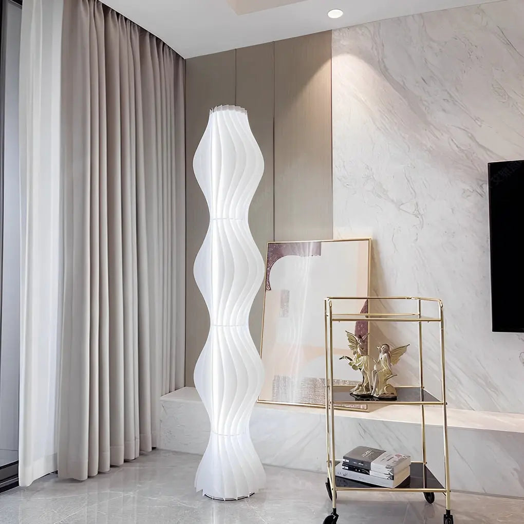 Contemporary Wavy Floor Lamp with Coastal LED Design Luxe