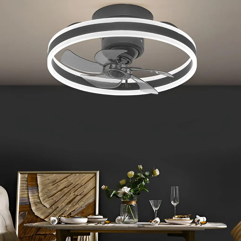 Modern Ceiling Fan Light with Round Design, Stepless Dimming, and 360° Rotation Luxe