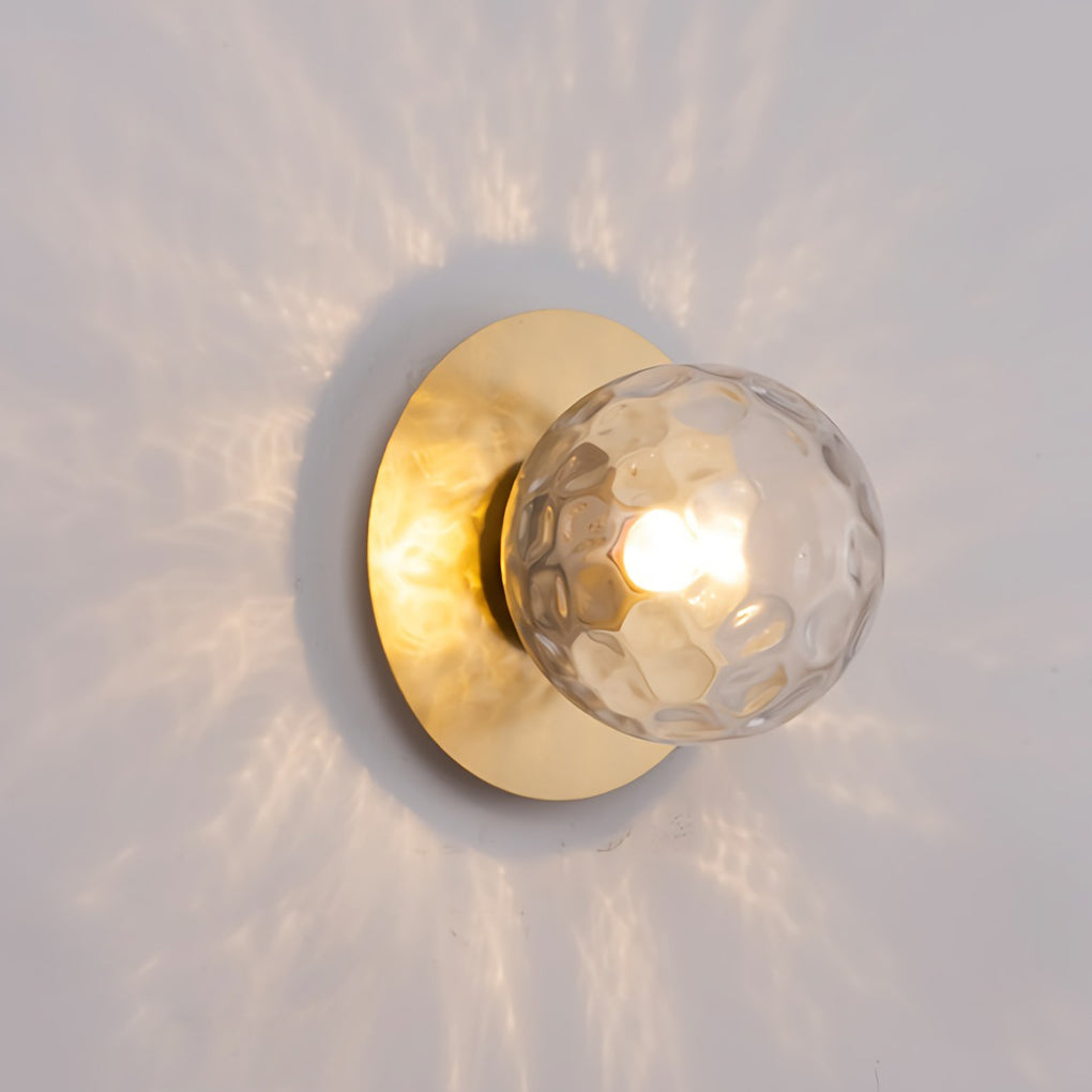 Modern Round Glass Ball Wall Sconce — Iron, 12W LED, 8" Diameter, Black or Gold