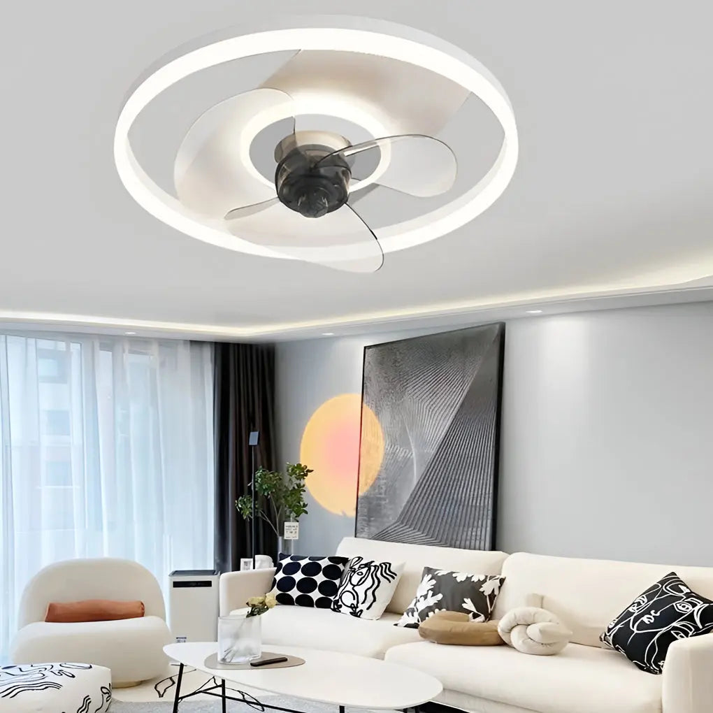 Modern Inverter Ceiling Fan Light with Remote Control and 3-Step Circular Dimming Luxe