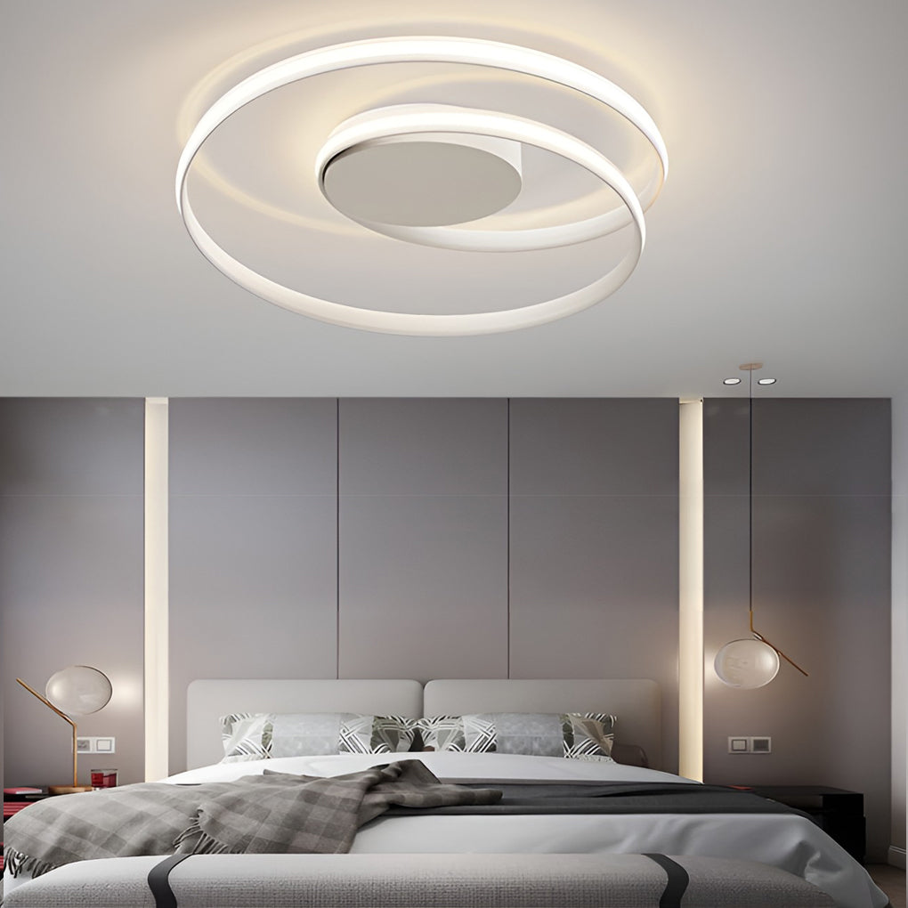 Modern Circular LED Flush-Mount Ceiling Light — Iron & Aluminum, 19.7" Diameter, Stepless Dimming with Remote Control