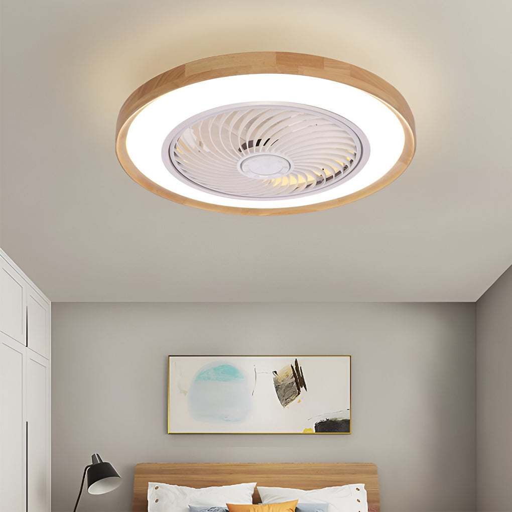 Ultra-Thin Round Nordic Bladeless Ceiling Fans with Remote Control - Silent LED Design