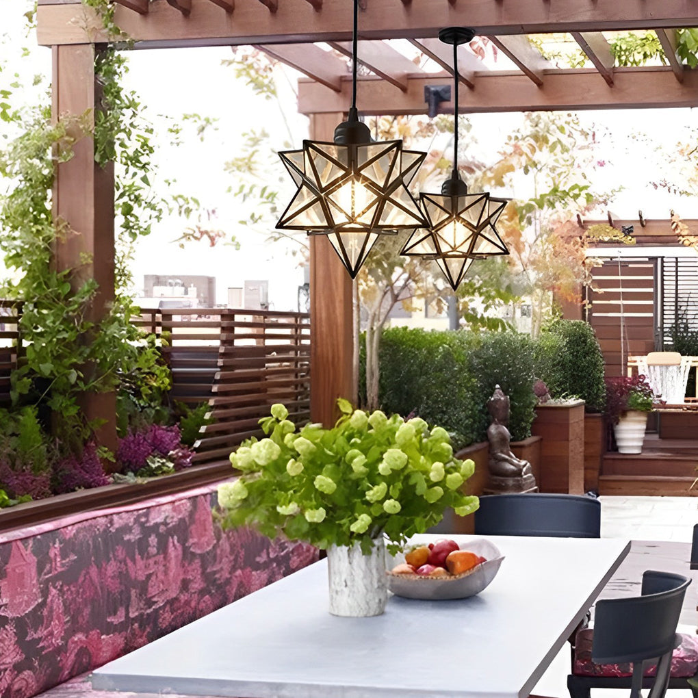 Five-Pointed Star Mini Pendant — Iron and PVC, E27, Three-Step Dimming (3000K/4500K/6000K), 7.9" Diameter