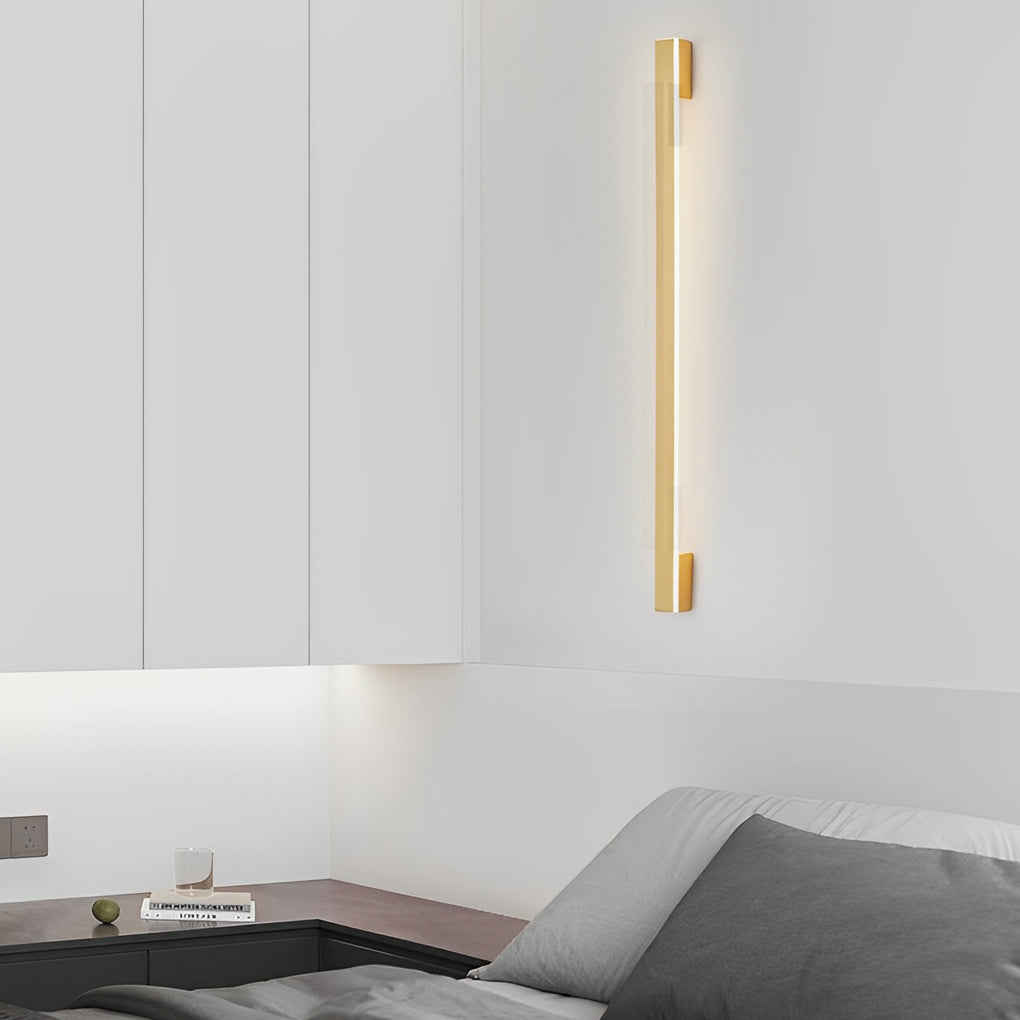 Minimalist Linear Wall Sconce — Copper & Acrylic, LED, Three-Step Dimming (3000K/4500K/6000K), 24"/31"/39"