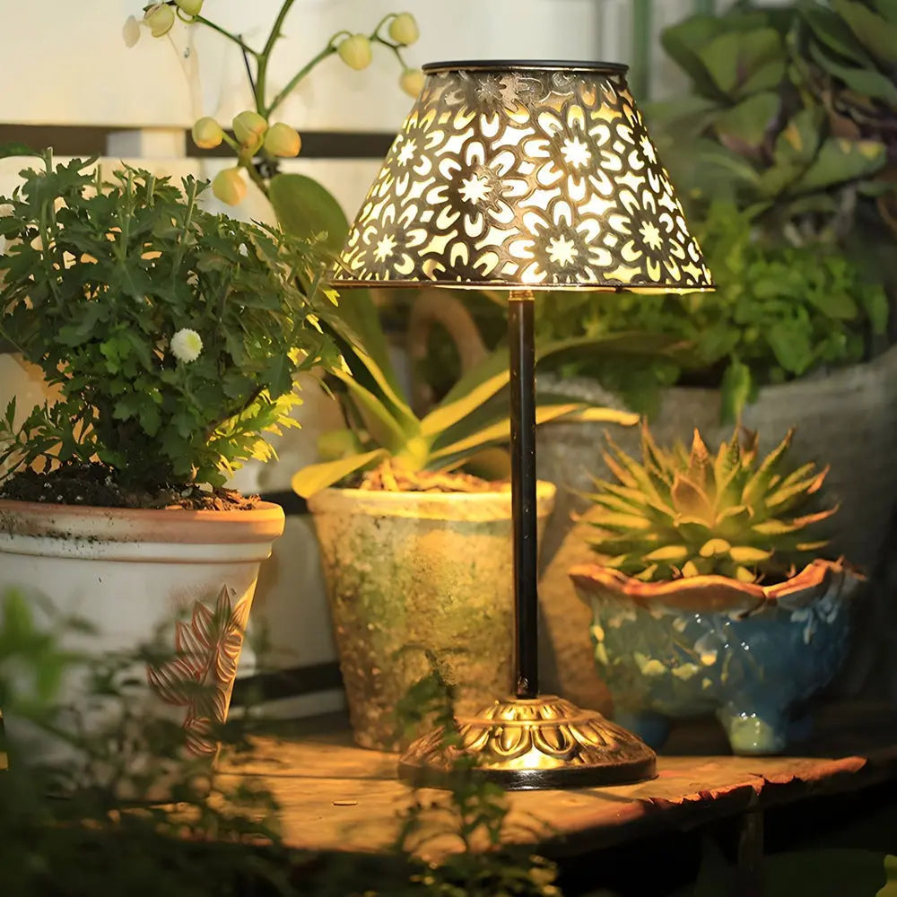LED Waterproof Outdoor Table Lamp - Solar Silver Metal Design Luxe