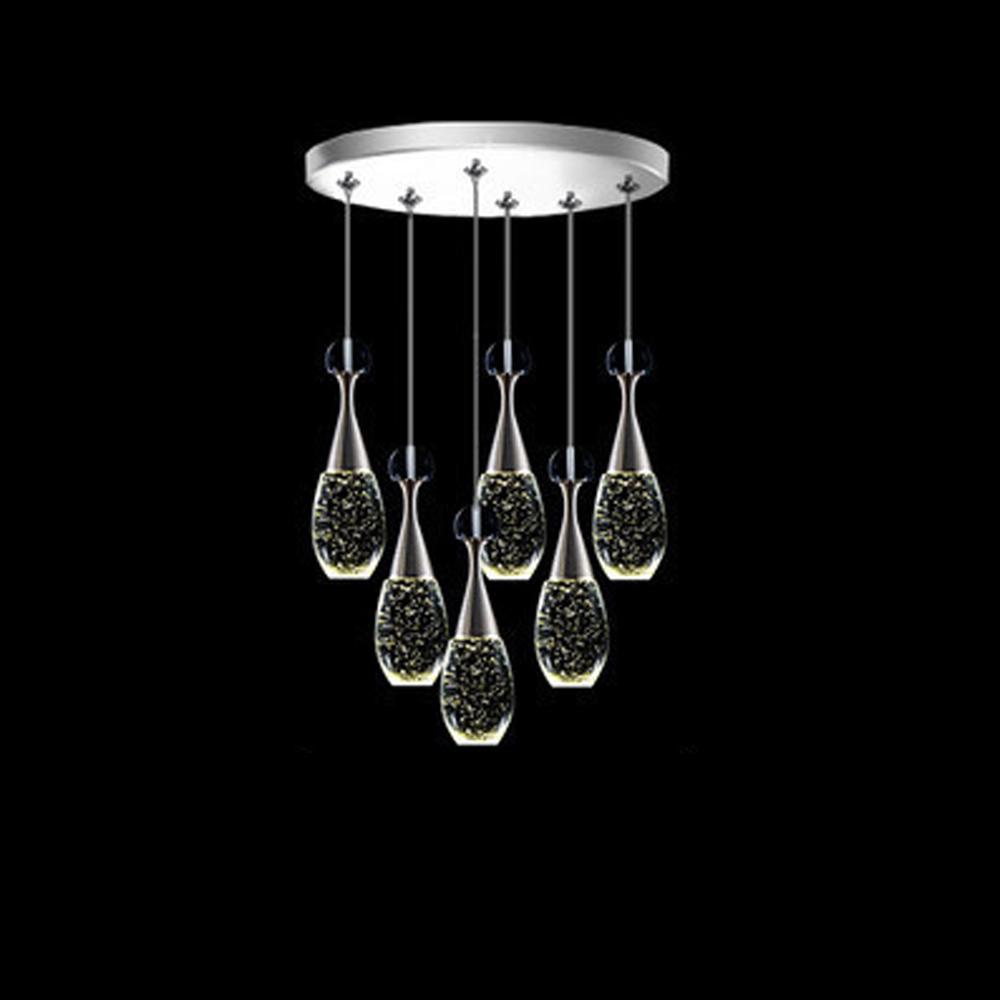 Drop-Shape Crystal & Electroplated Metal Multi-Light Pendant — Modern, 3-Light 11" or 6-Light 14", LED Integrated