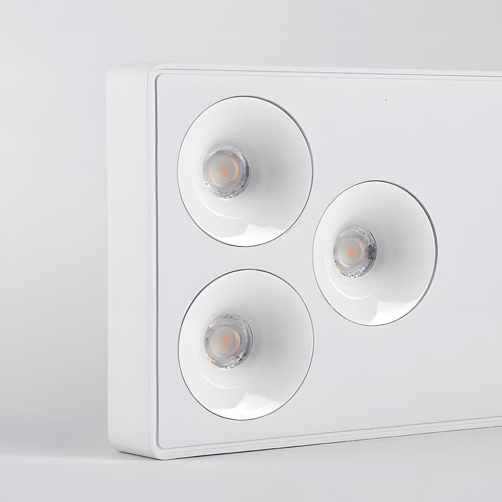 6 light peg flush mount spotlight with white rectangular plate