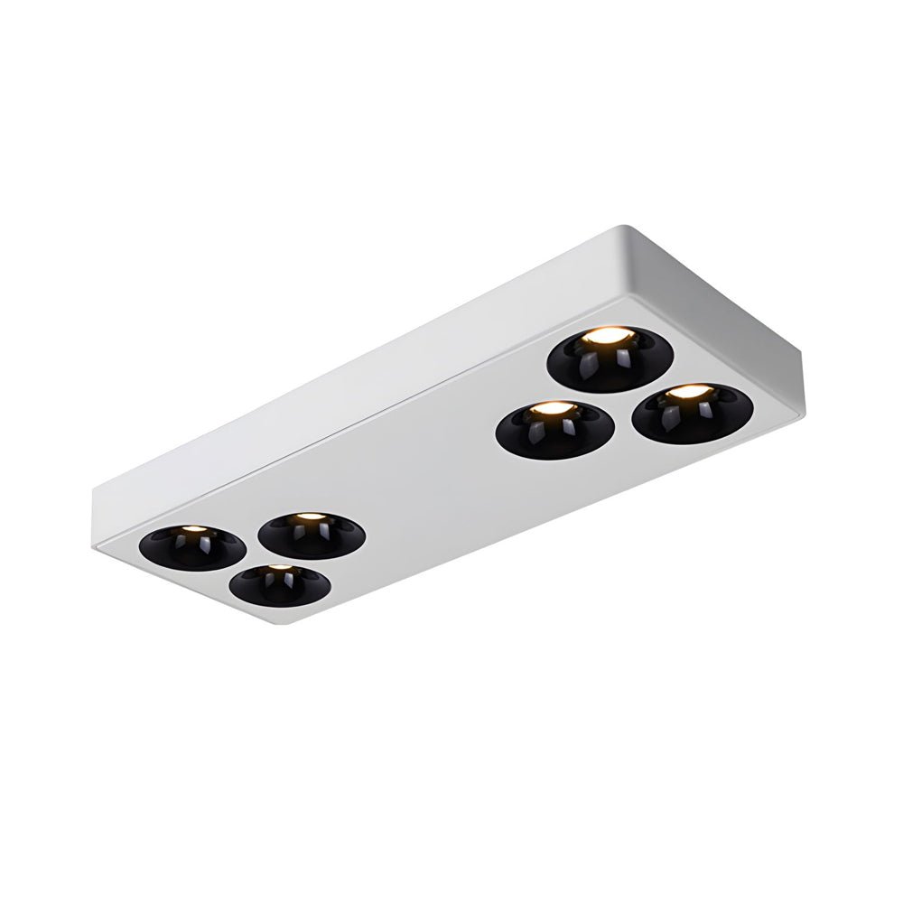 6 light peg flush mount spotlight with white rectangular plate