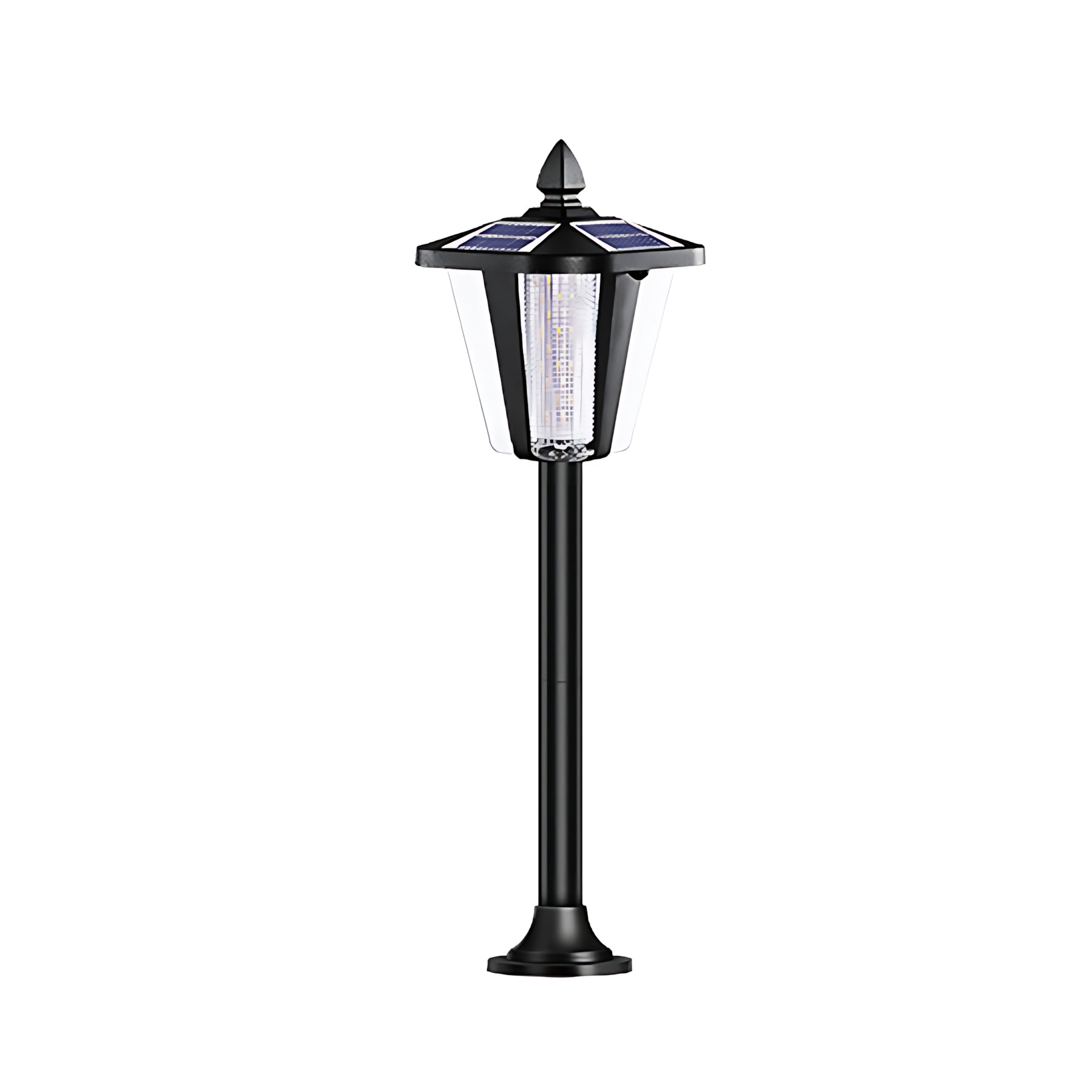 Pointed-Top Solar LED Path Light — Die-Cast Aluminum, Dual-Color 3000K/6000K, Adjustable Height, IP54, Stake or Base Mount