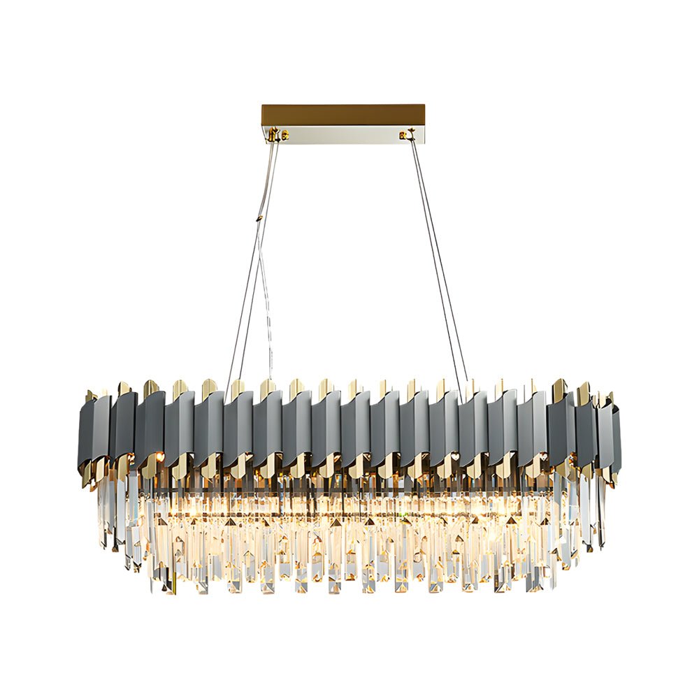 Layered Crystal Chandelier — Stainless Steel & Iron, 6- or 8-Light, Three-Step Dimming (3000K/4500K/6000K), Dining Room