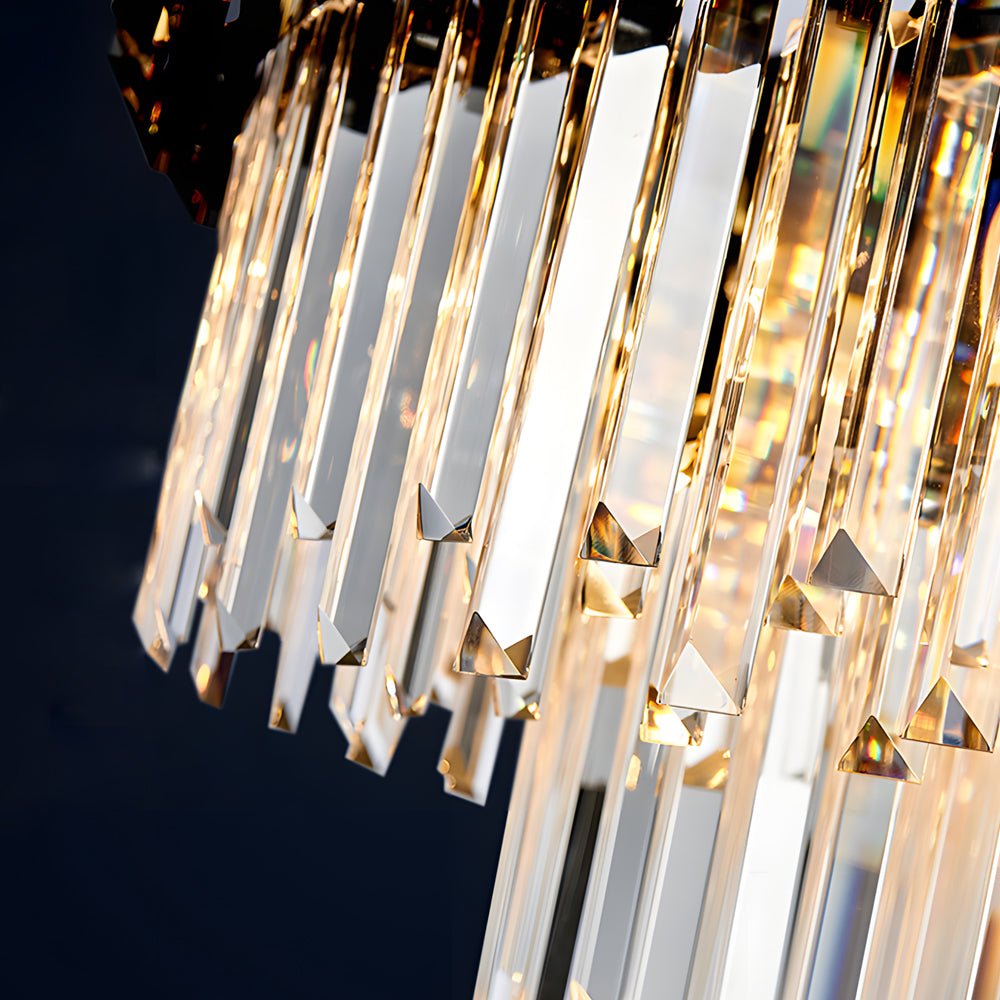 Layered Crystal Chandelier — Stainless Steel & Iron, 6- or 8-Light, Three-Step Dimming (3000K/4500K/6000K), Dining Room