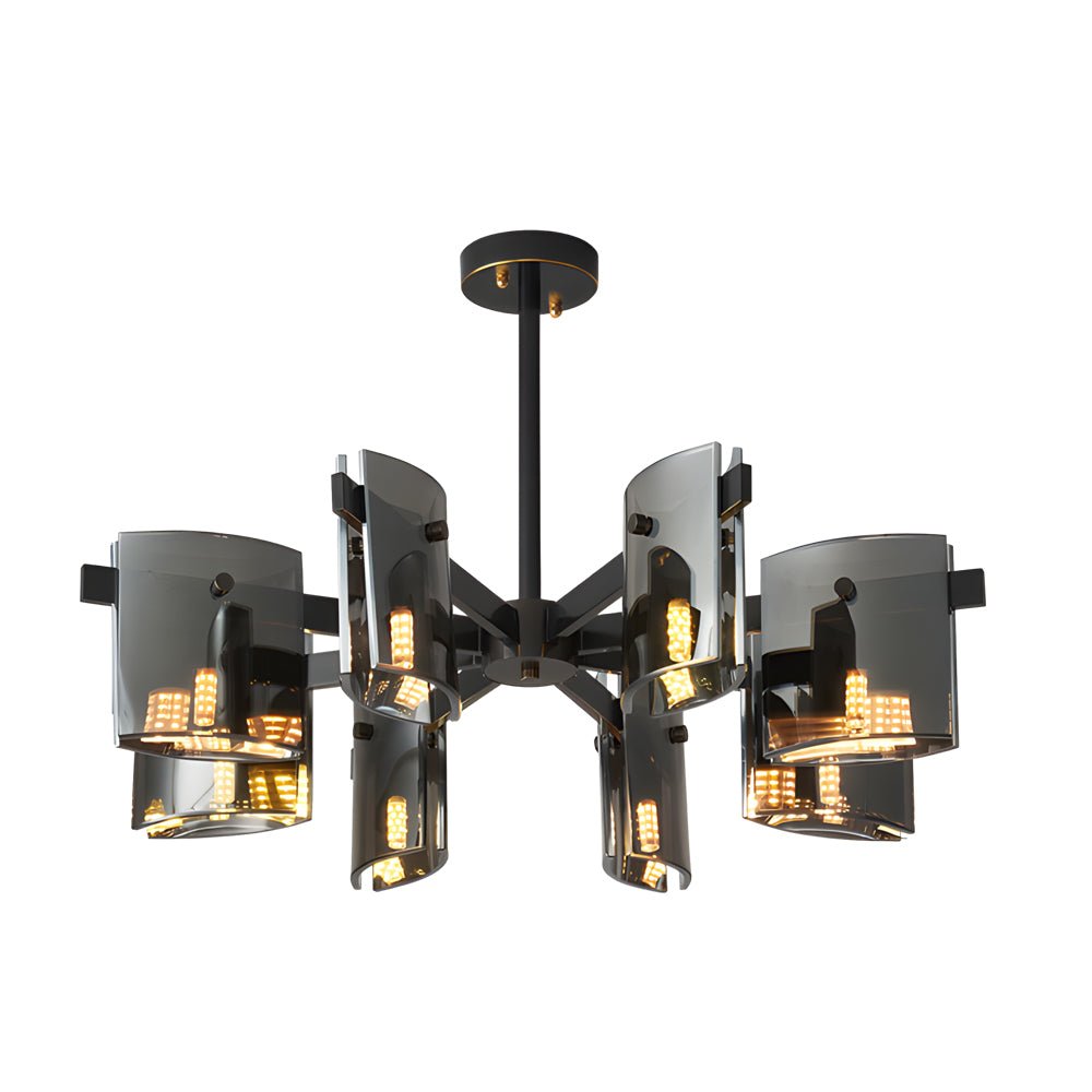 Postmodern Electroplated Glass Chandelier — Copper, 6- or 8-Light, 3-Step Dimming, G9, Black or Copper Finish