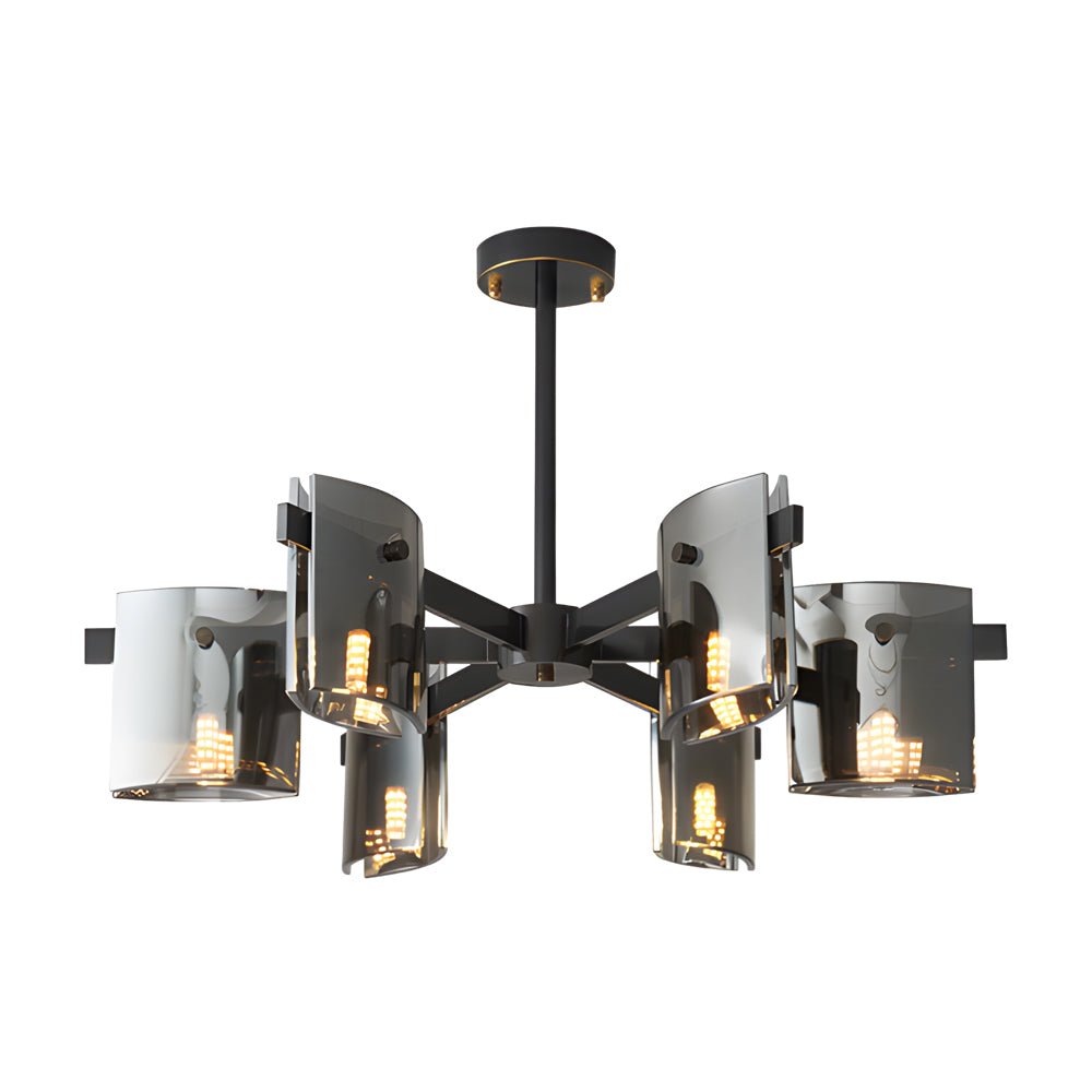 Postmodern Electroplated Glass Chandelier — Copper, 6- or 8-Light, 3-Step Dimming, G9, Black or Copper Finish