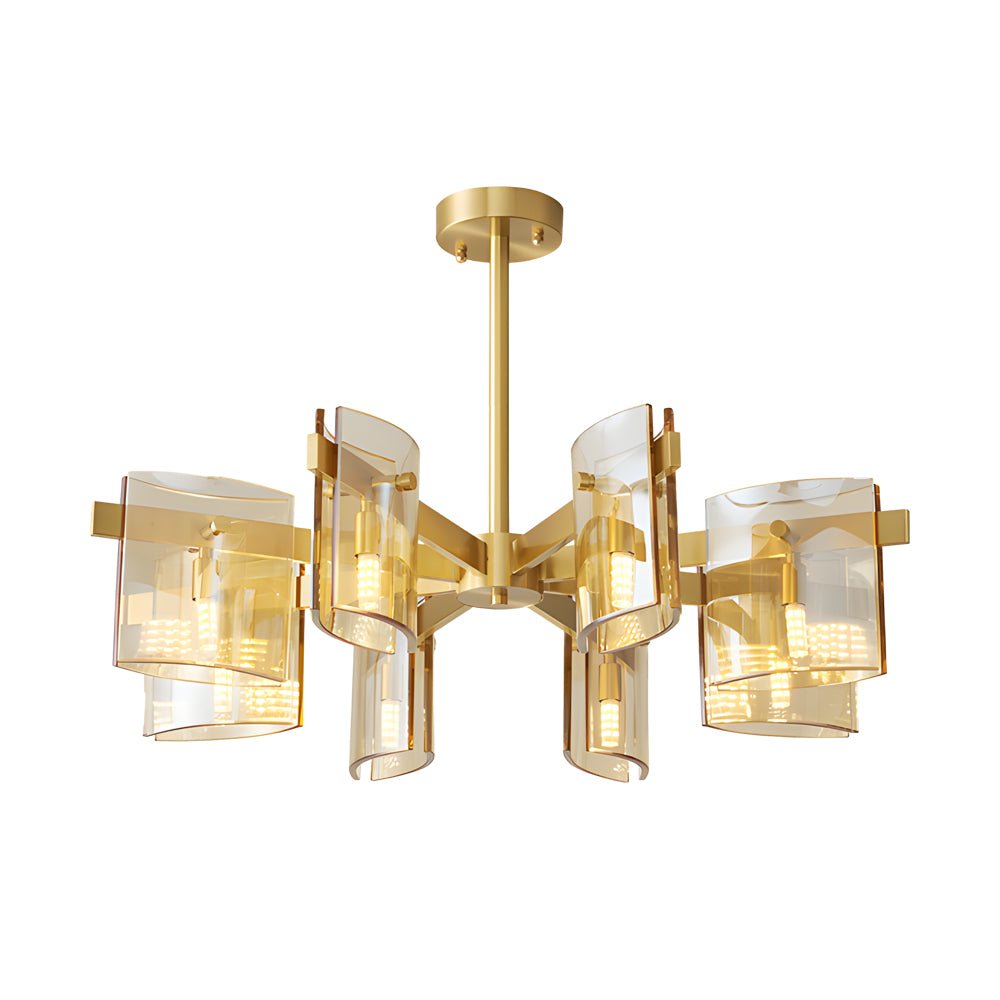 Postmodern Electroplated Glass Chandelier — Copper, 6- or 8-Light, 3-Step Dimming, G9, Black or Copper Finish