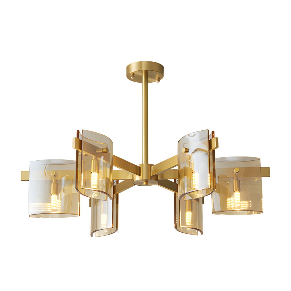Postmodern Electroplated Glass Chandelier — Copper, 6- or 8-Light, 3-Step Dimming, G9, Black or Copper Finish
